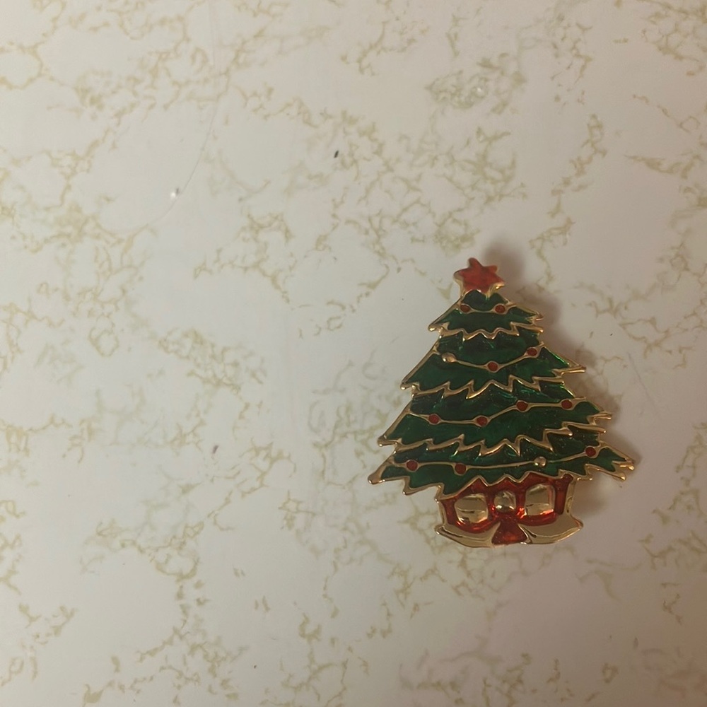FINAL MARKDOWN Festive Green and Red Christmas Tree Pin